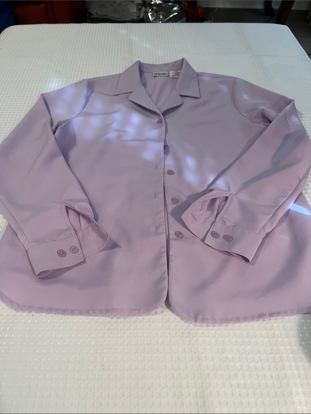 Liz Baker Soft Lavender Button-Up 
Blouse